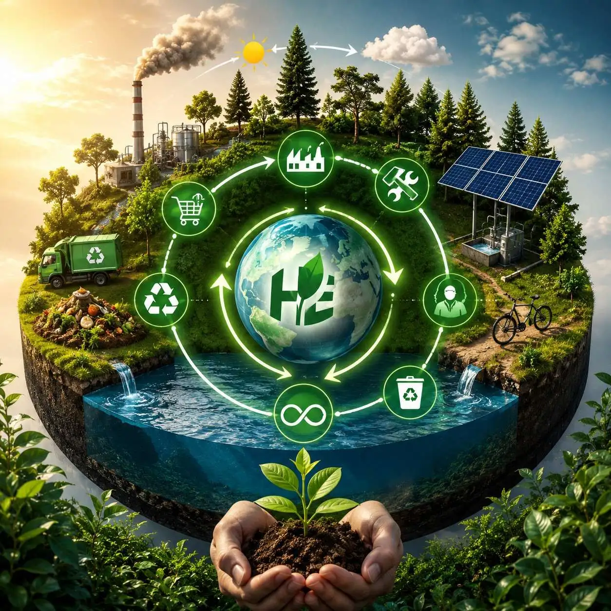 Waste-to-energy plant with biological digestors
